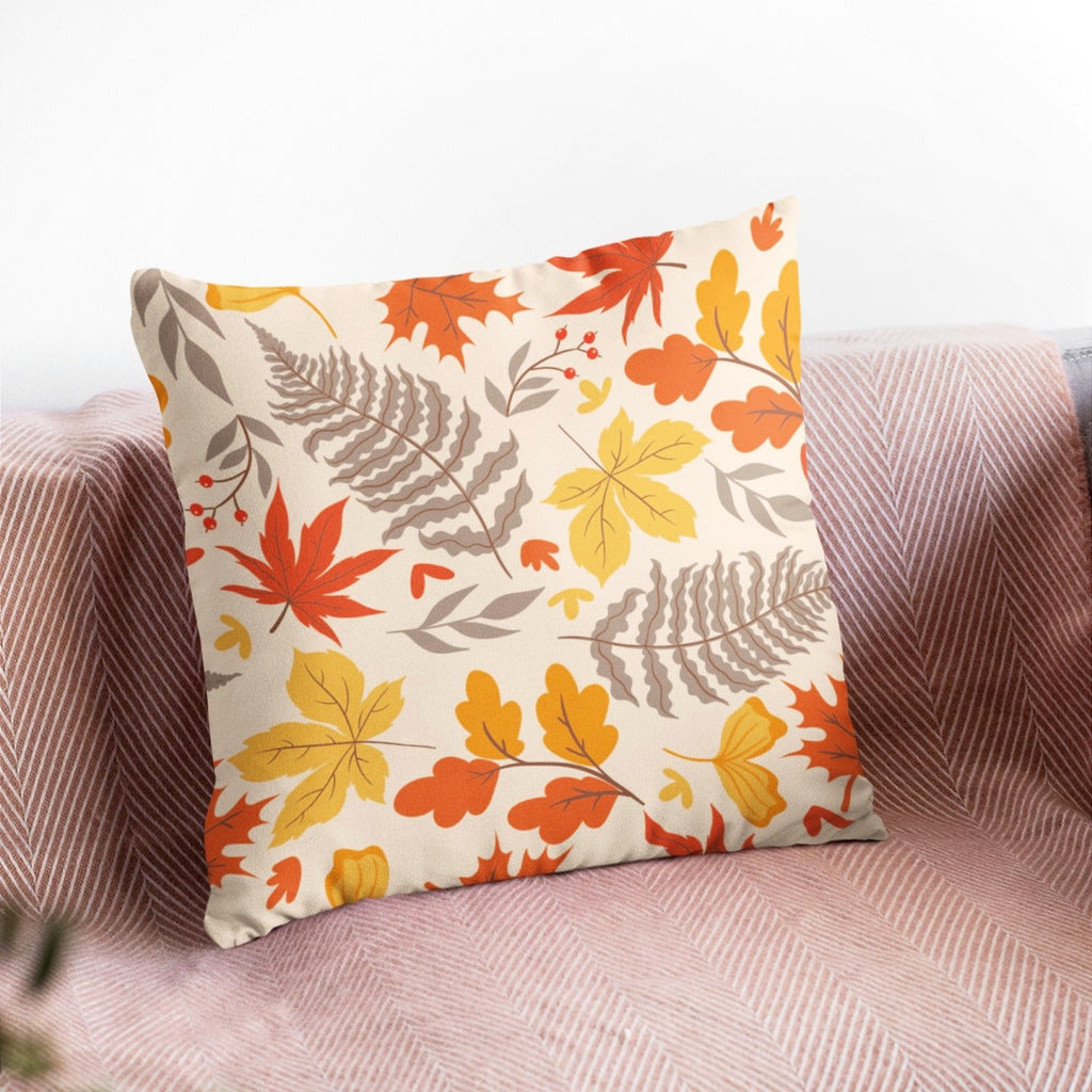 Fall Leaves Printed Cushion Cover, Autumn Home Decor Pillow Case by