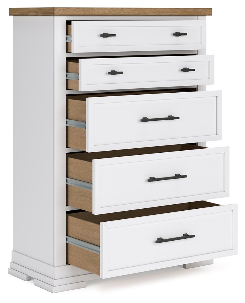 Ashbryn – Five Drawer Chest – White / Natural