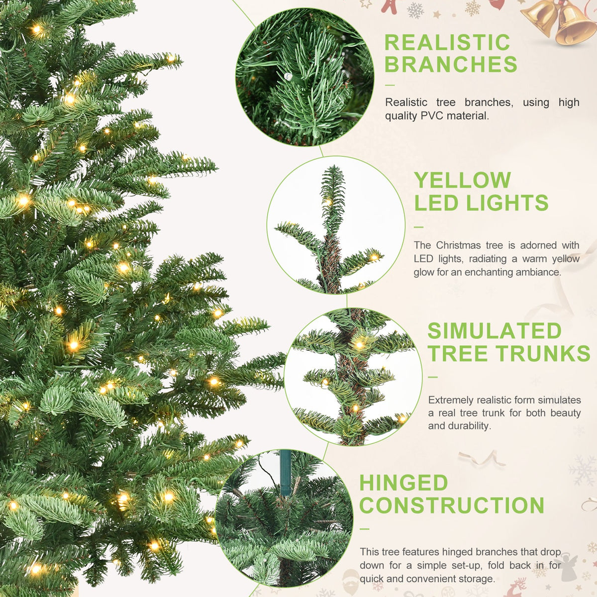 7ft Pre – Lit Christmas Tree with 400 Warm White LED Lights