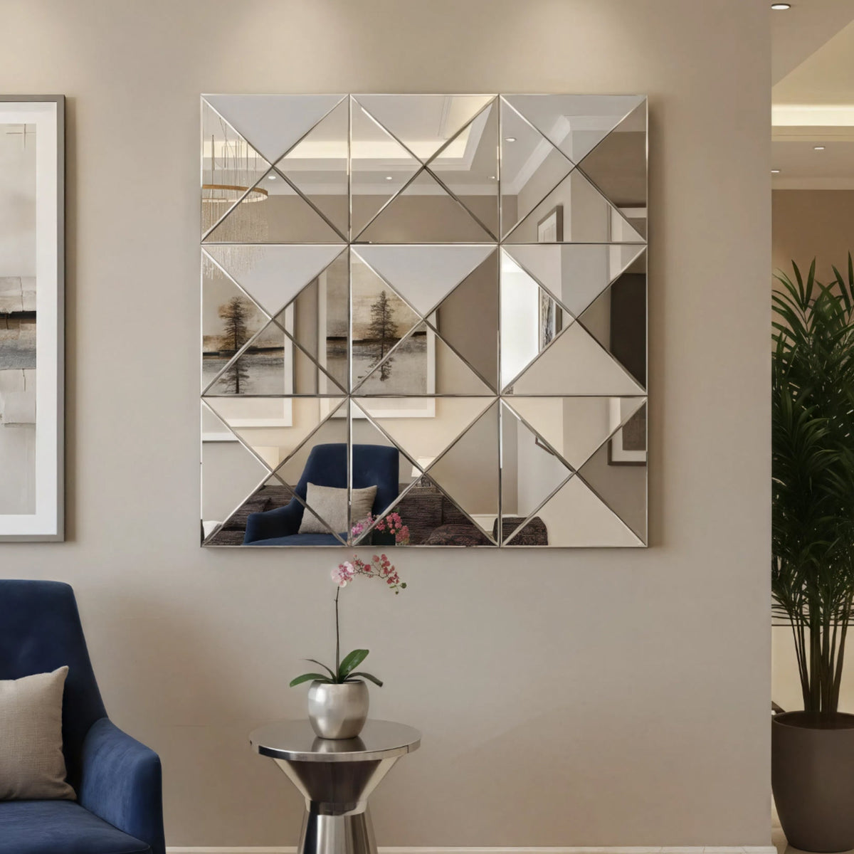 3D Mirror Wall Decor – Beveled Glass Large Square Wall Mirror