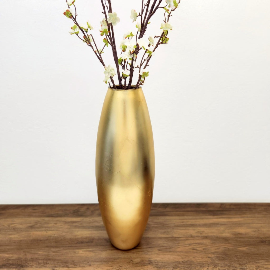 AMARYLLIS 20" Gold Gilded Glass Bullet Vase