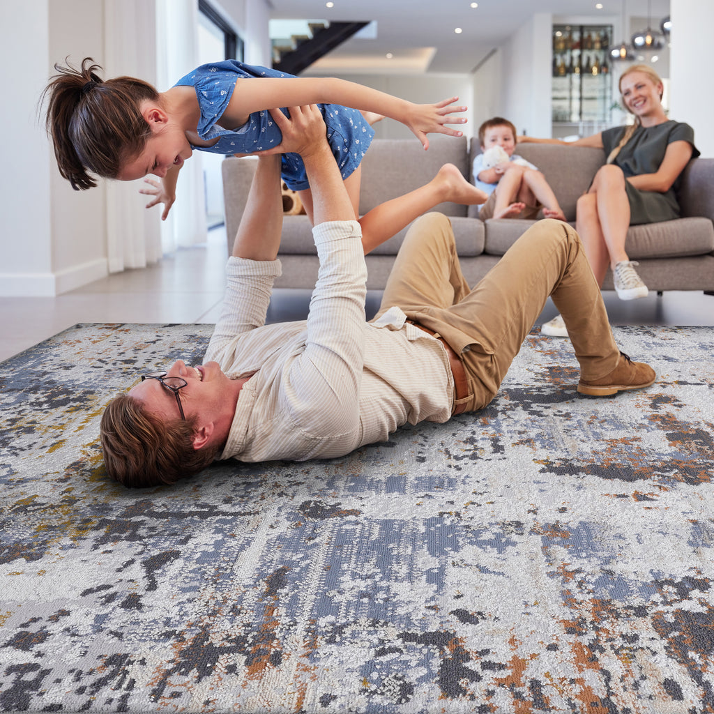 Naar Payas Collection Ivory/Blue Abstract Area Rug