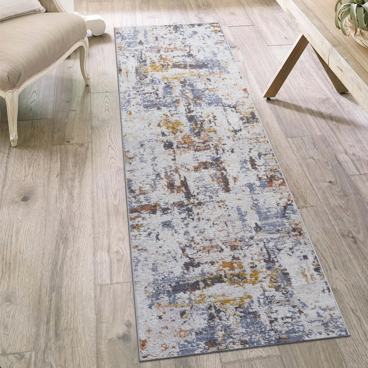 Naar Payas Collection Ivory/Blue Abstract Area Rug