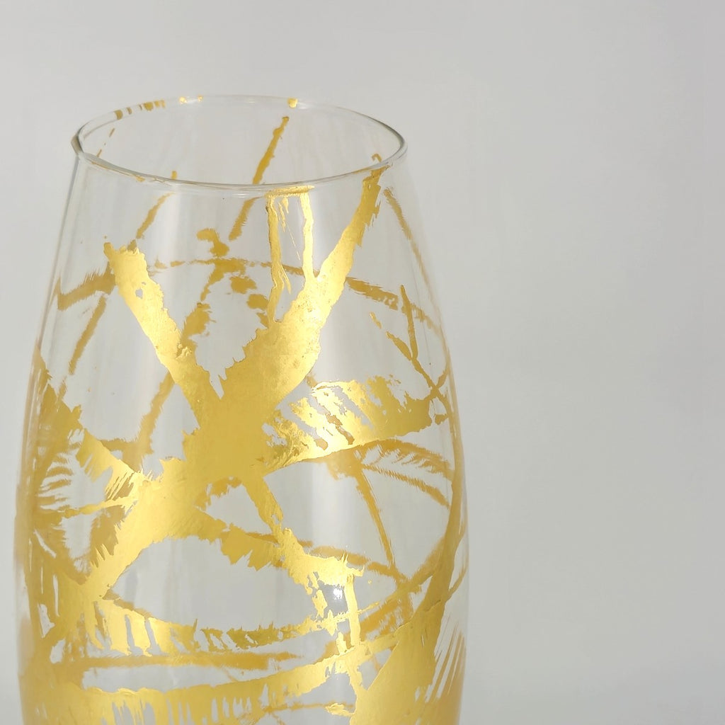 AMARYLLIS 15" Gold Gilded Glass Bullet Vase