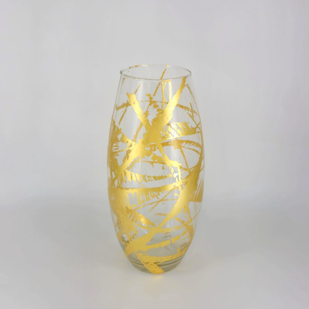 AMARYLLIS 15" Gold Gilded Glass Bullet Vase