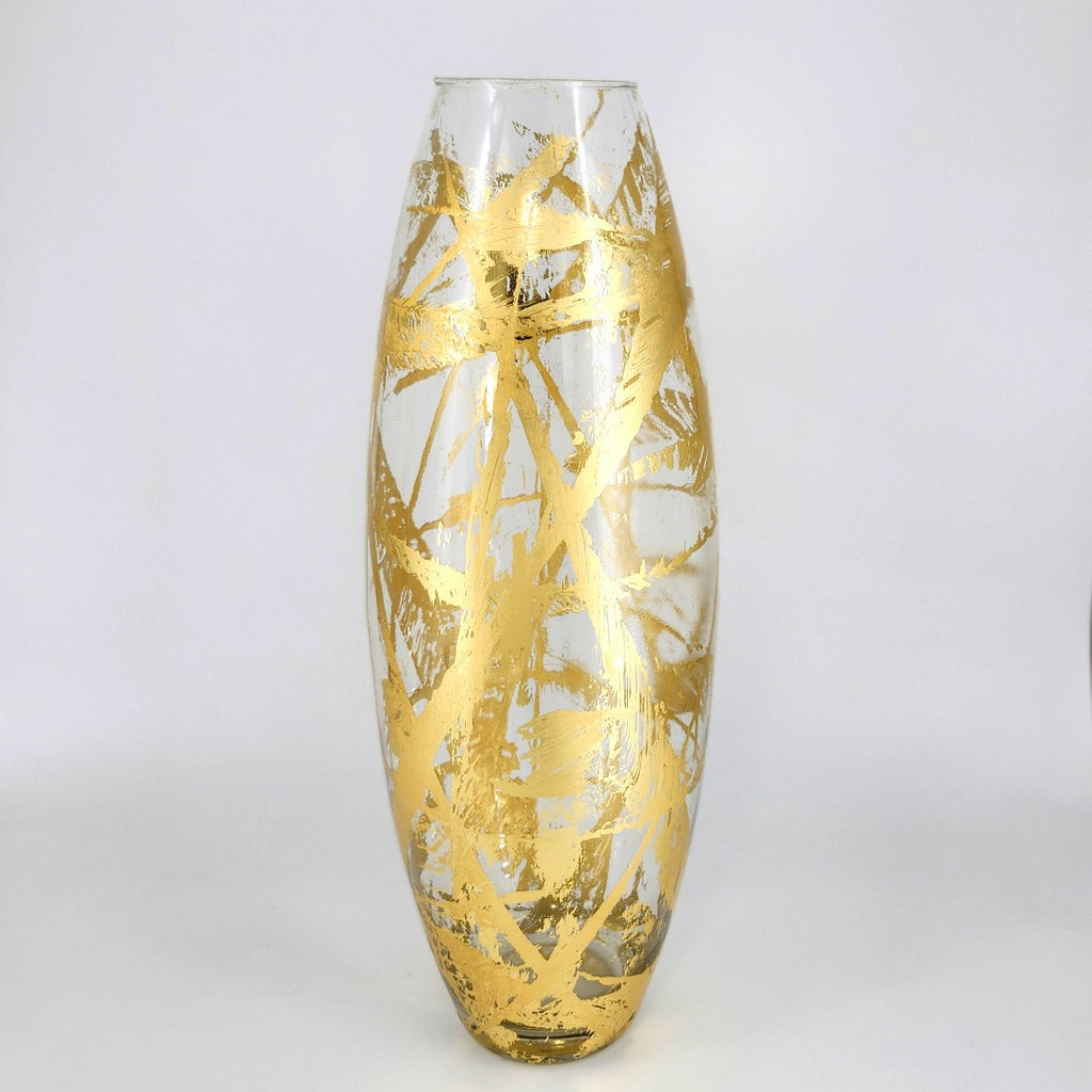 AMARYLLIS 20" Gold Gilded Glass Bullet Vase