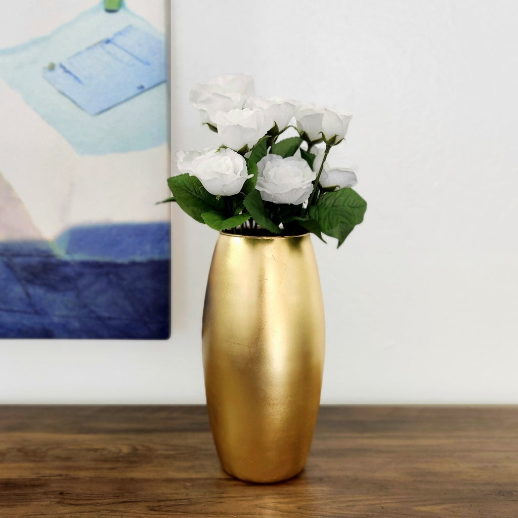 AMARYLLIS 15" Gold Gilded Glass Bullet Vase