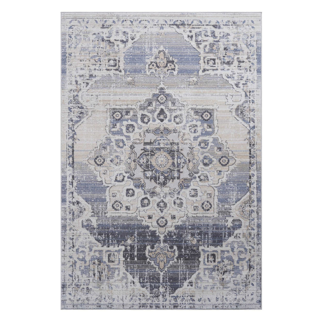 Naar Payas Collection Cream/Blue Medallion Area Rug