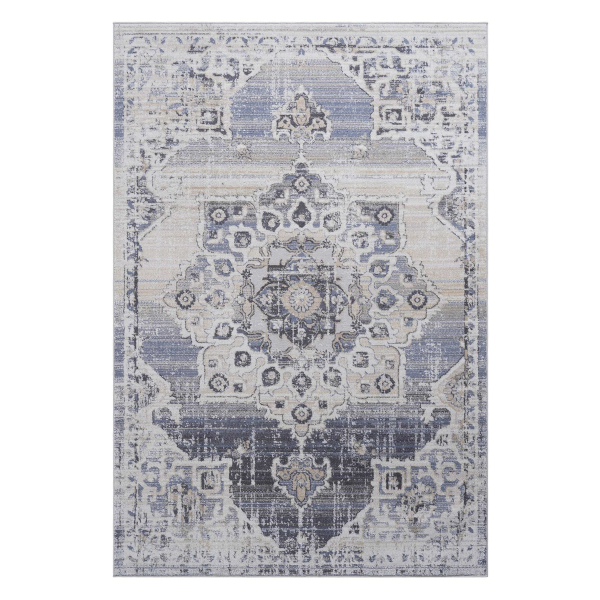 Naar Payas Collection Cream/Blue Medallion Area Rug