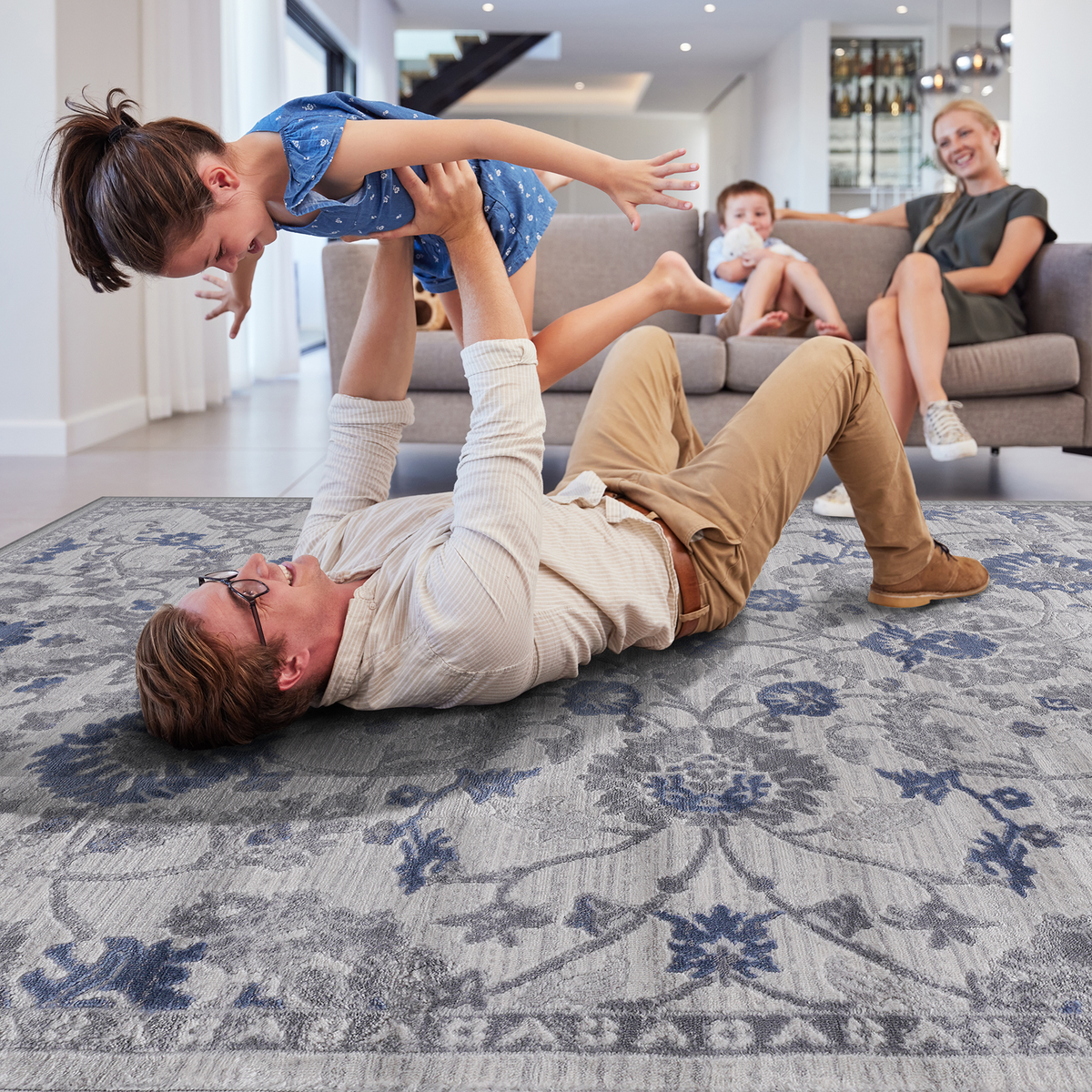 Naar Marfi Collection Blue/Silver Oriental Area Rug
