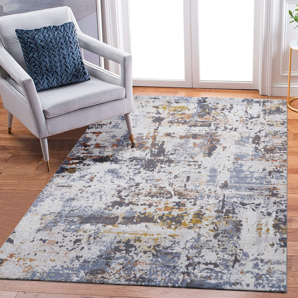 Naar Payas Collection Ivory/Blue Abstract Area Rug