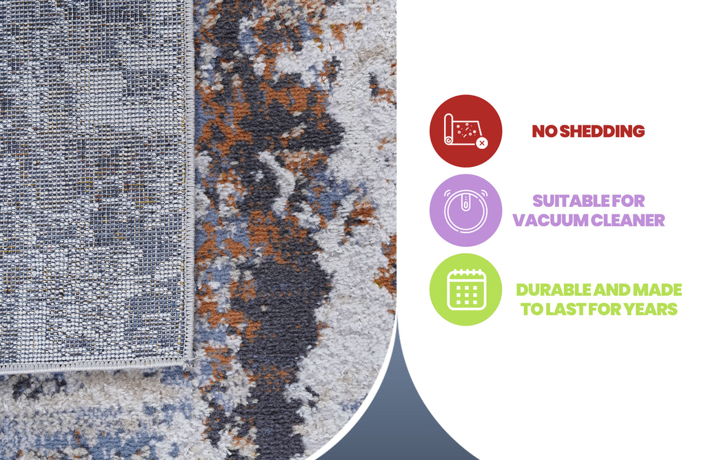 Naar Payas Collection Ivory/Blue Abstract Area Rug