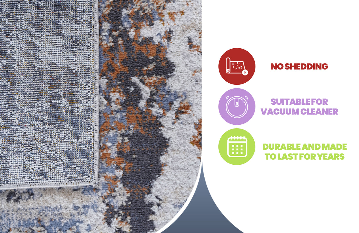 Naar Payas Collection Ivory/Blue Abstract Area Rug