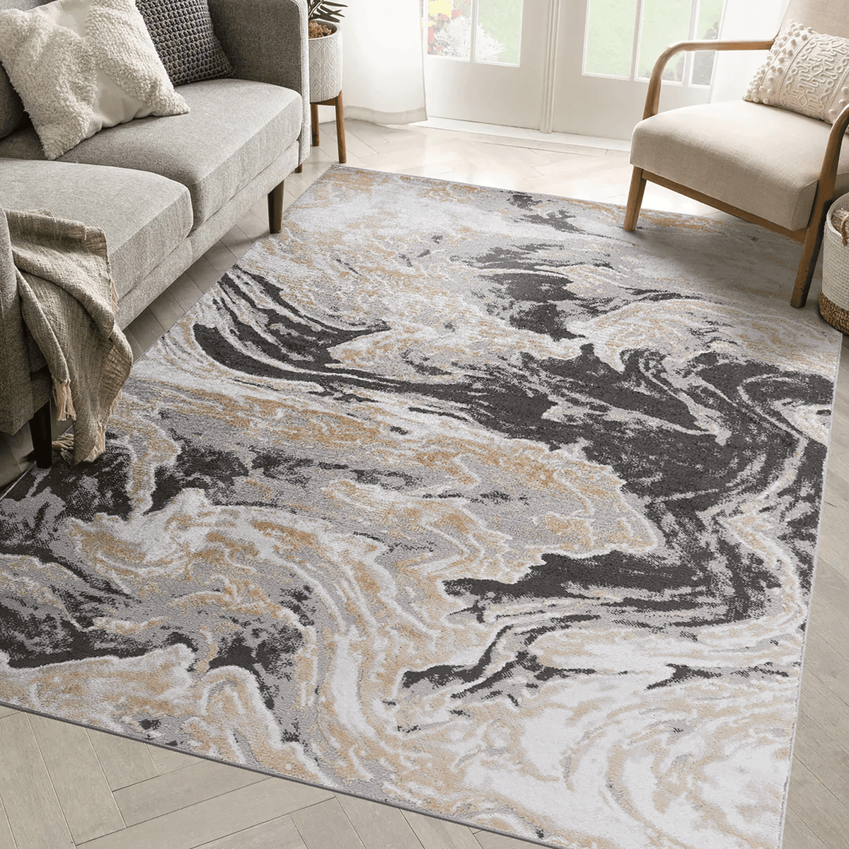 Naar Payas Collection D.Grey Abstract Area Rug