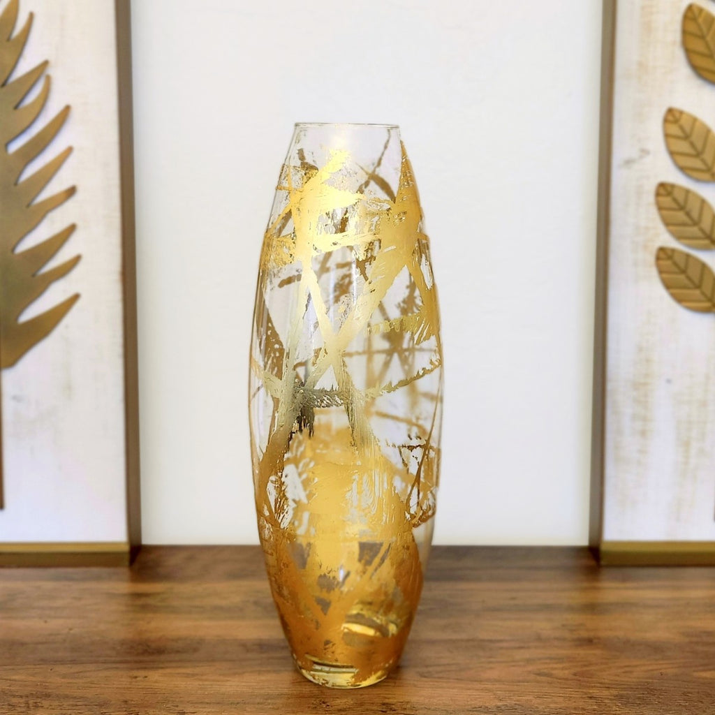 AMARYLLIS 20" Gold Gilded Glass Bullet Vase