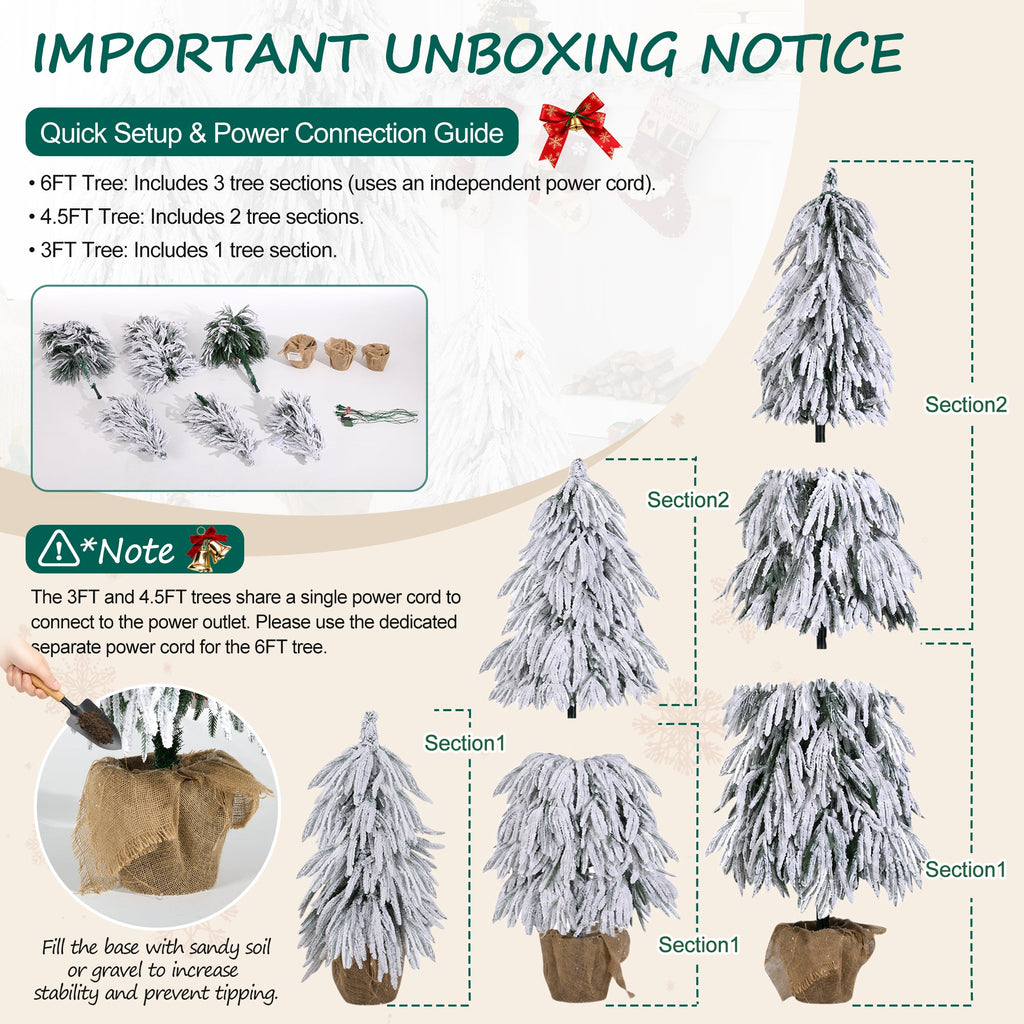 Pre – Lit Flocked Christmas Tree Set of 3