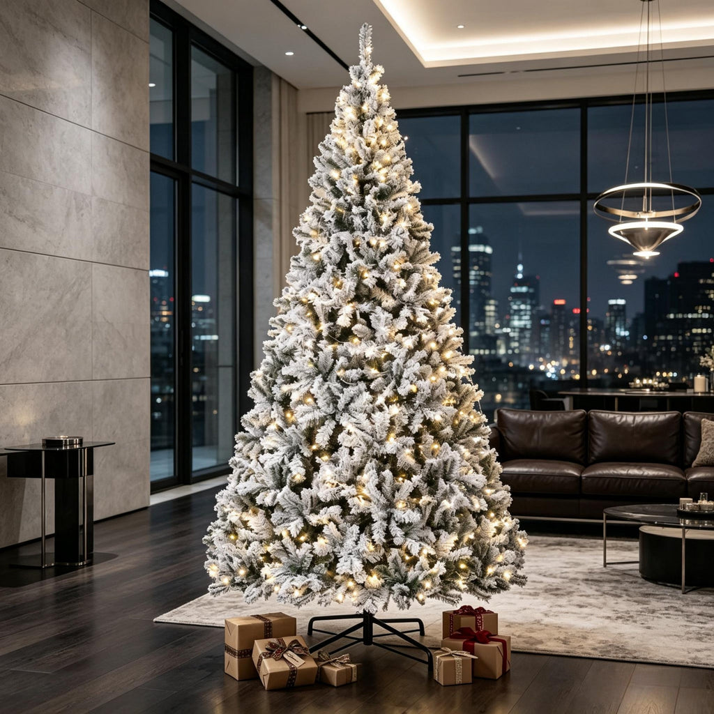 9 ft Pre – Lit Flocked Fraser Fir Artificial Christmas Tree