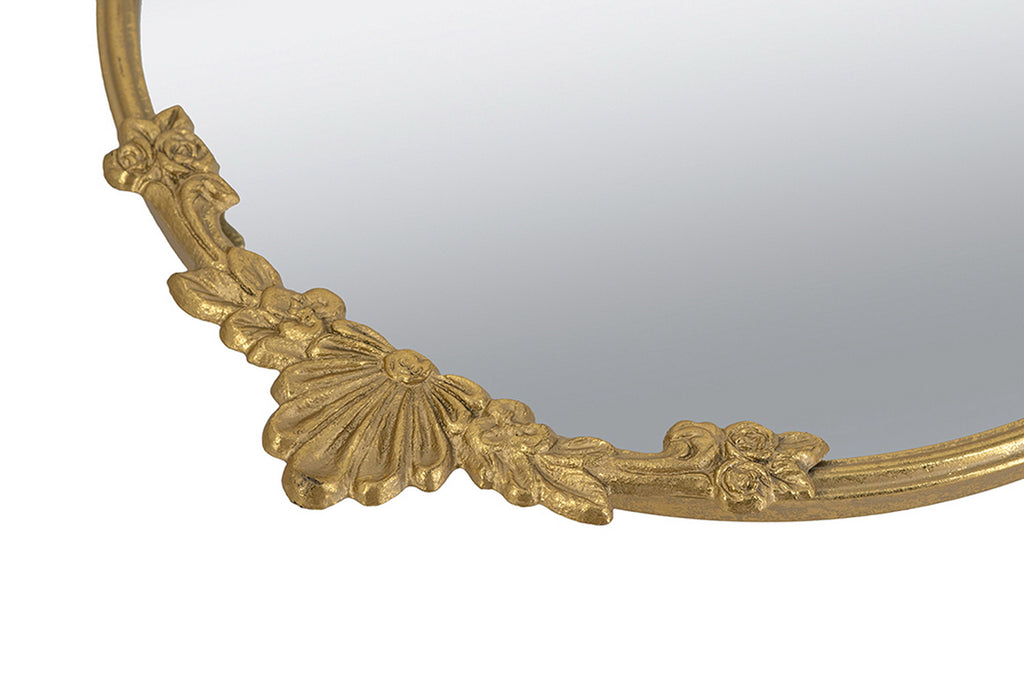 Gold-Framed Round Mirror Tray