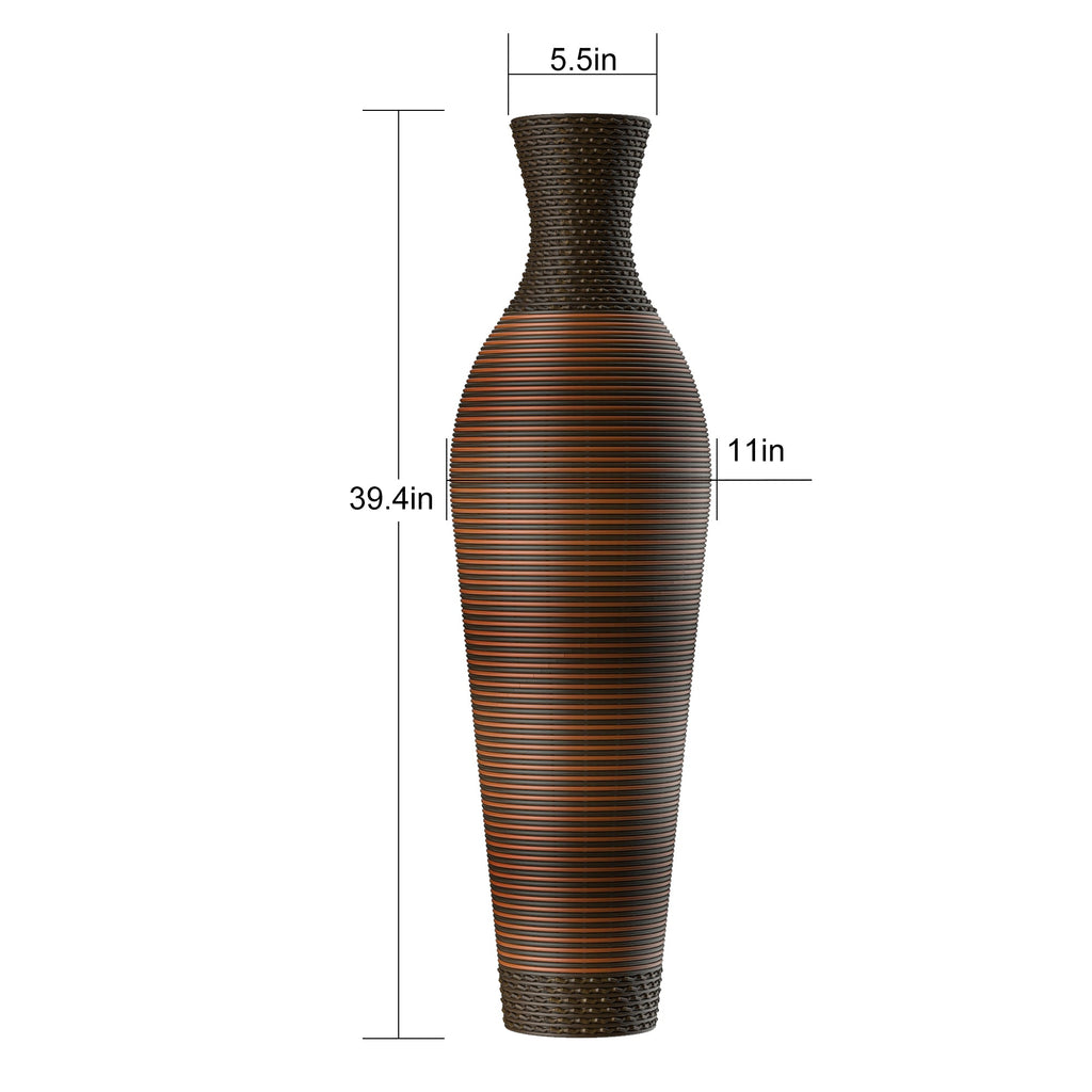 Hand – Woven PVC Rattan Floor Vase, 39 Inch Tall