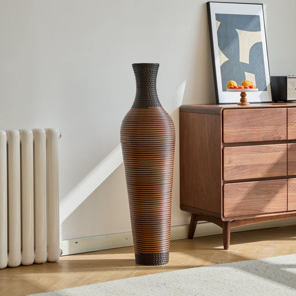 Hand – Woven PVC Rattan Floor Vase, 39 Inch Tall