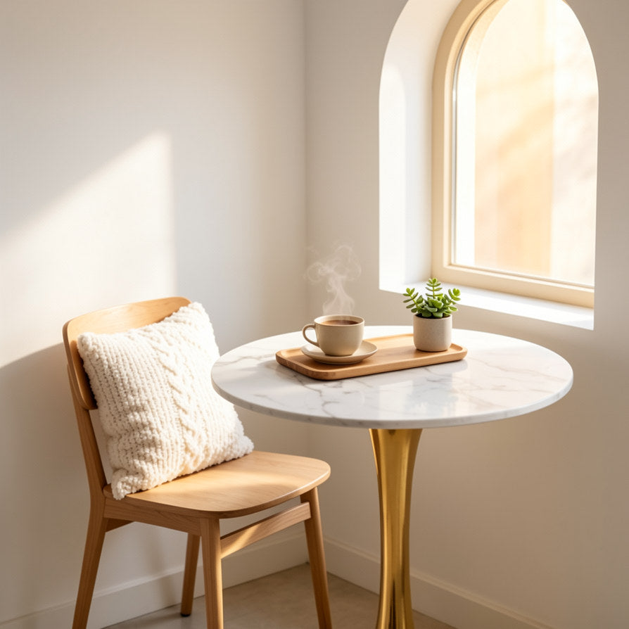 Mid – Century Tulip Dining Table With White Marble Top
