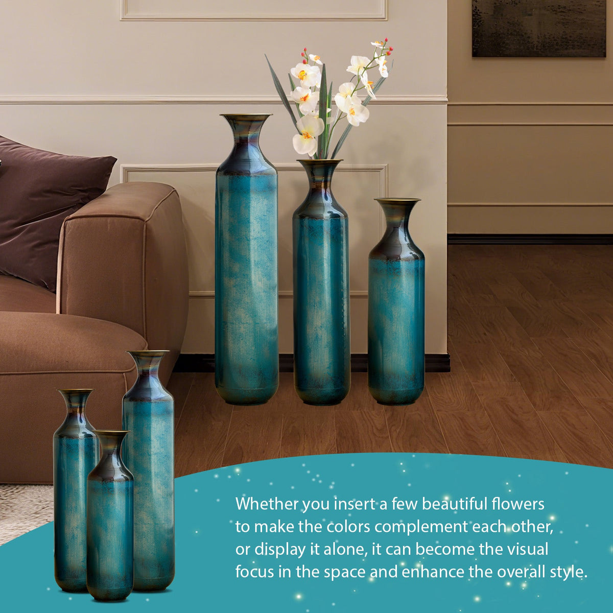 Torch – Fired Metal Vases Set of 3, Tall