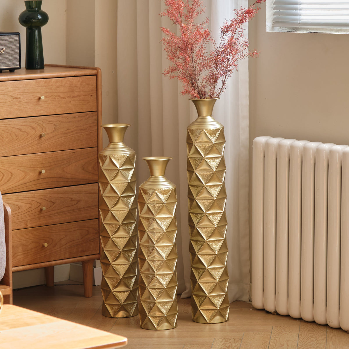 Semi – Handmade Metal Floor Vase Set of 3
