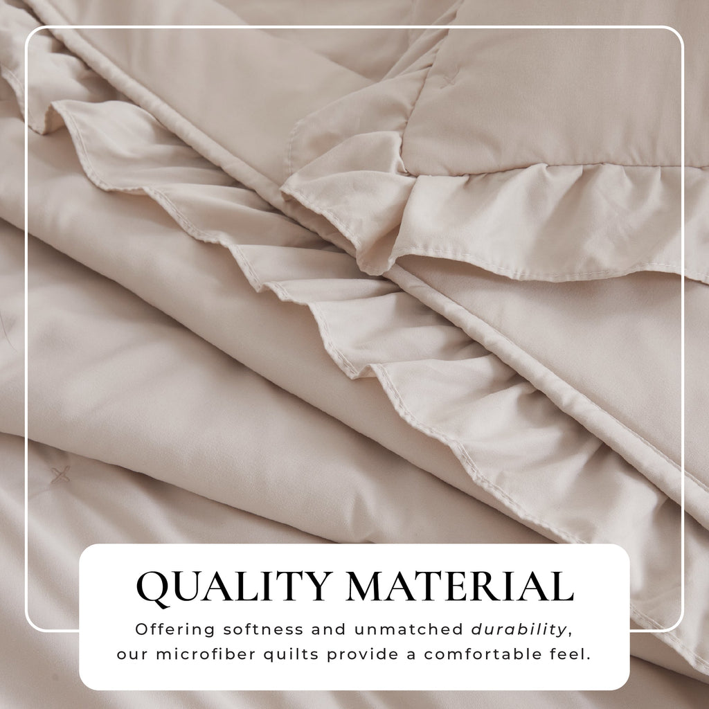 Dot Stitched Ruffled Quilt Set – Dot – Ruffled Collection