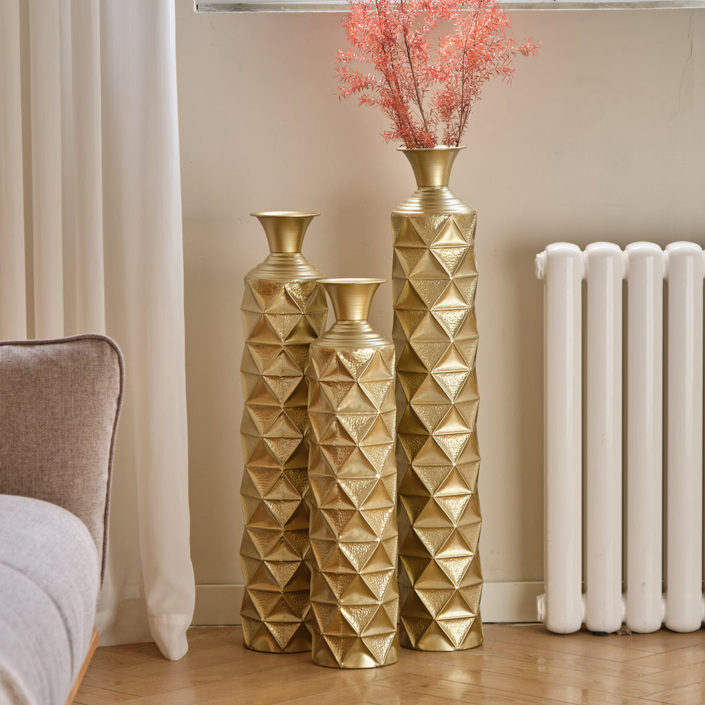 Semi – Handmade Metal Floor Vase Set of 3