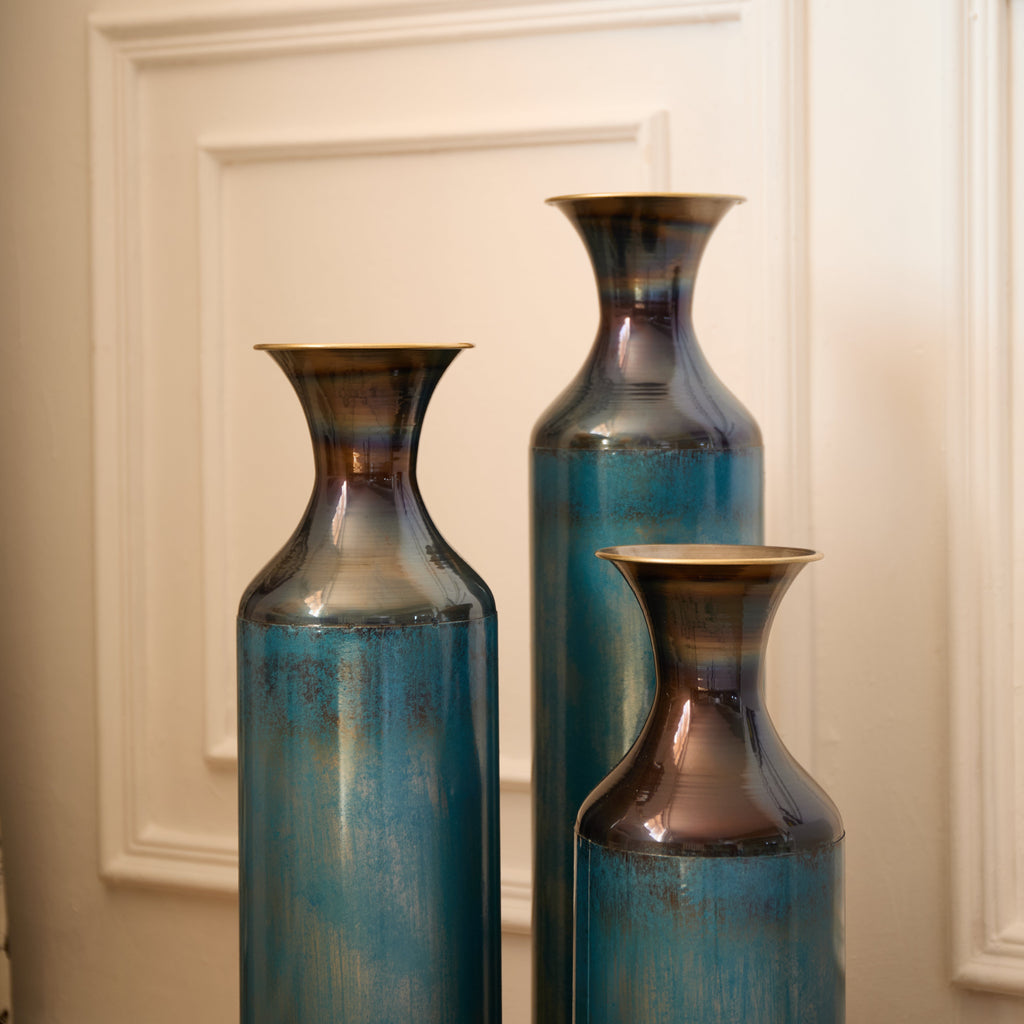Torch – Fired Metal Vases Set of 3, Tall