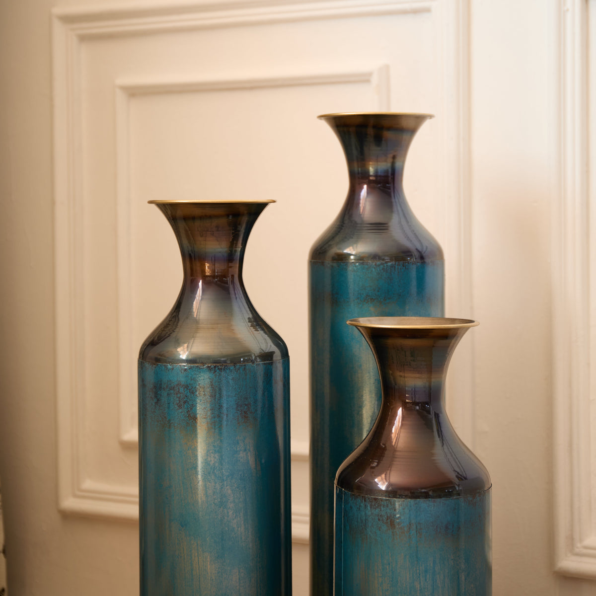 Torch – Fired Metal Vases Set of 3, Tall