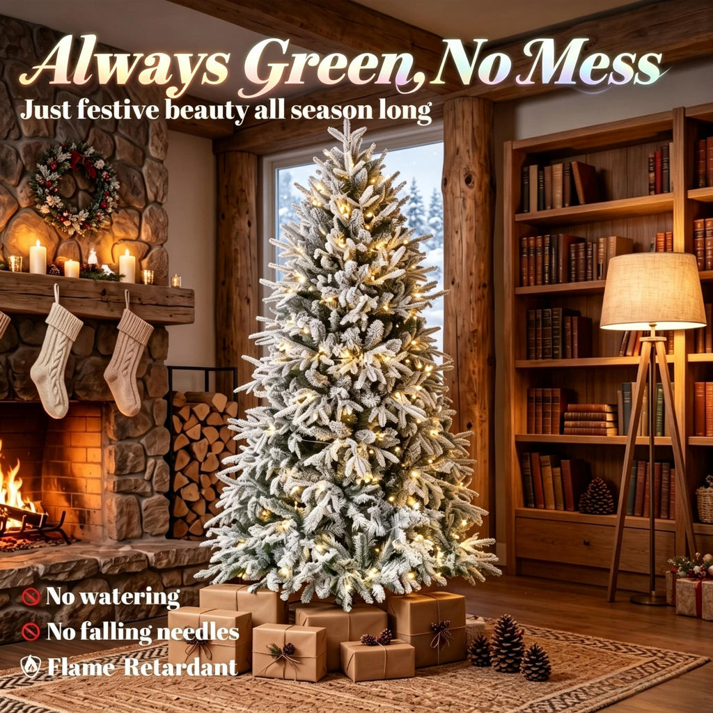 Pre – lit Flocked Christmas Tree