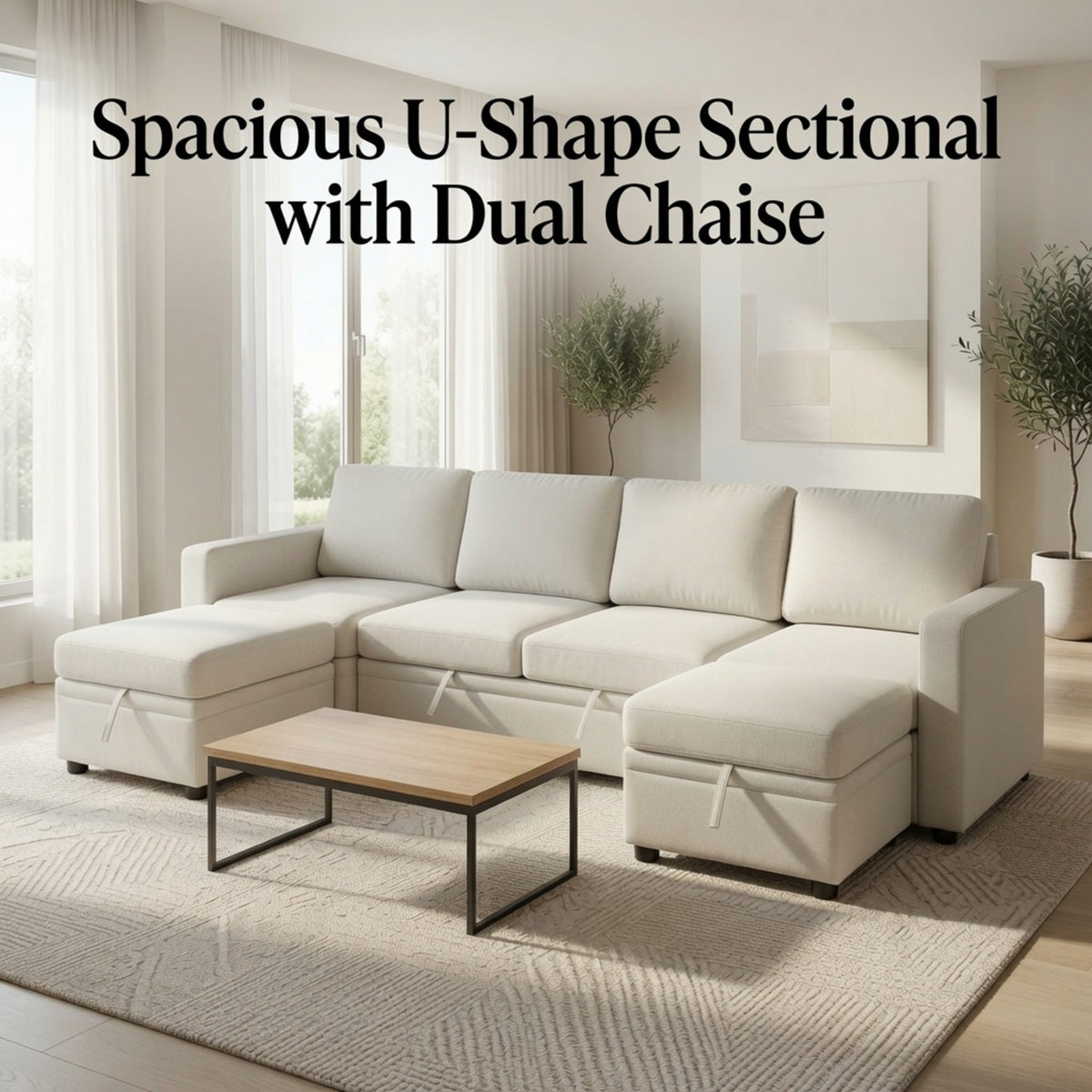 23" x 23" Off – White Square Ottoman