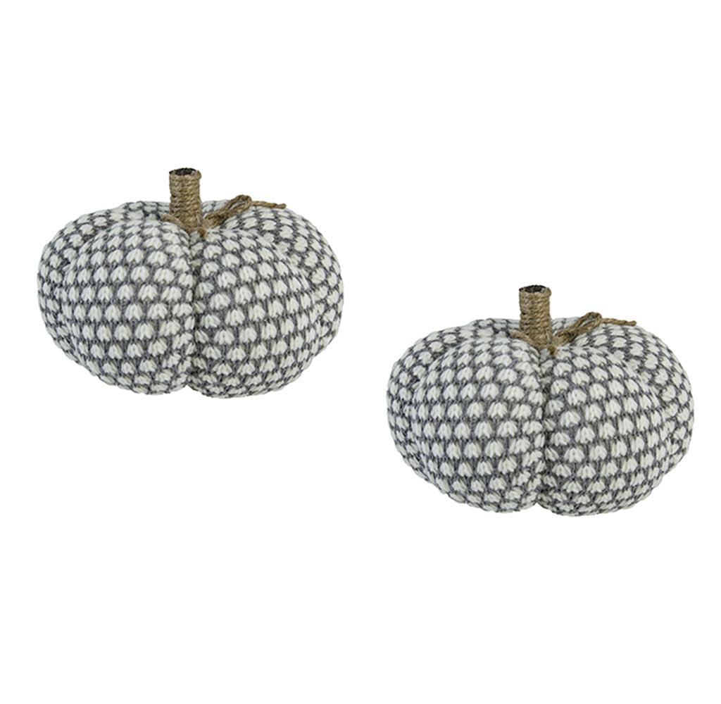 Set of 2 Knite Pumpkin Ornament Decor