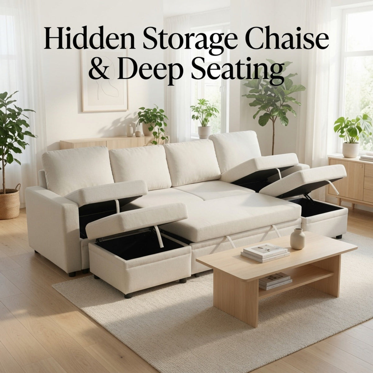 23" x 23" Off – White Square Ottoman