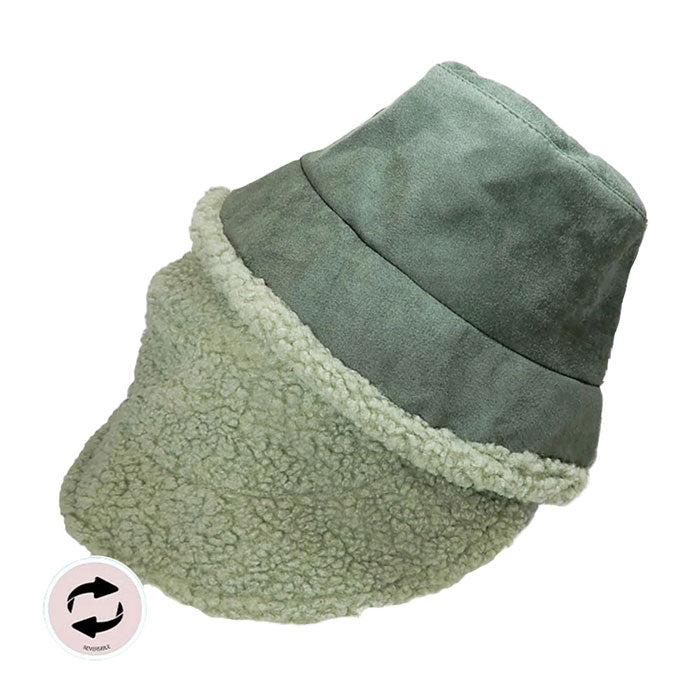 Fashionable Winter Reversible Faux Fur Sherpa Bucket Hat
