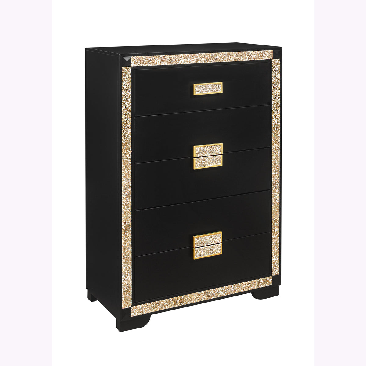 Lively Black/Gold Queen Bedroom Set