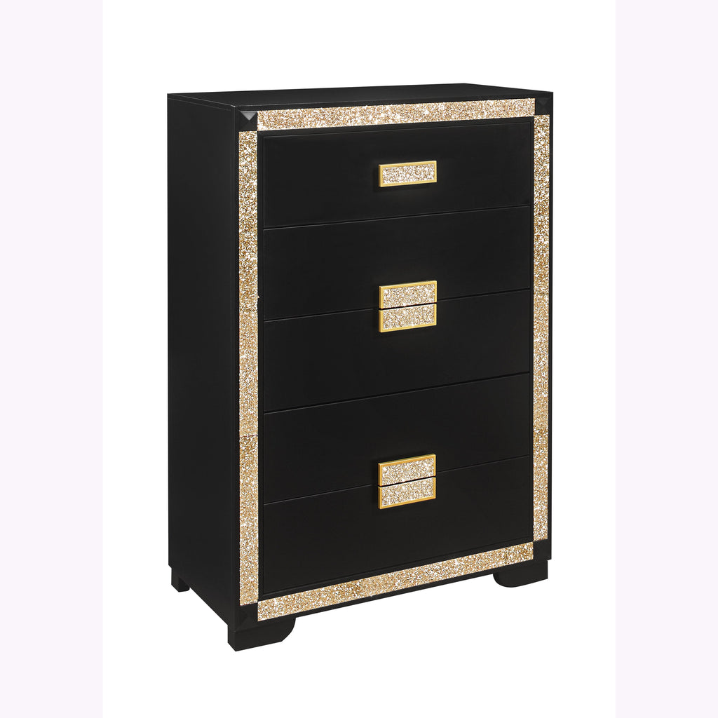 Lively Black/Gold Full Bedroom Set