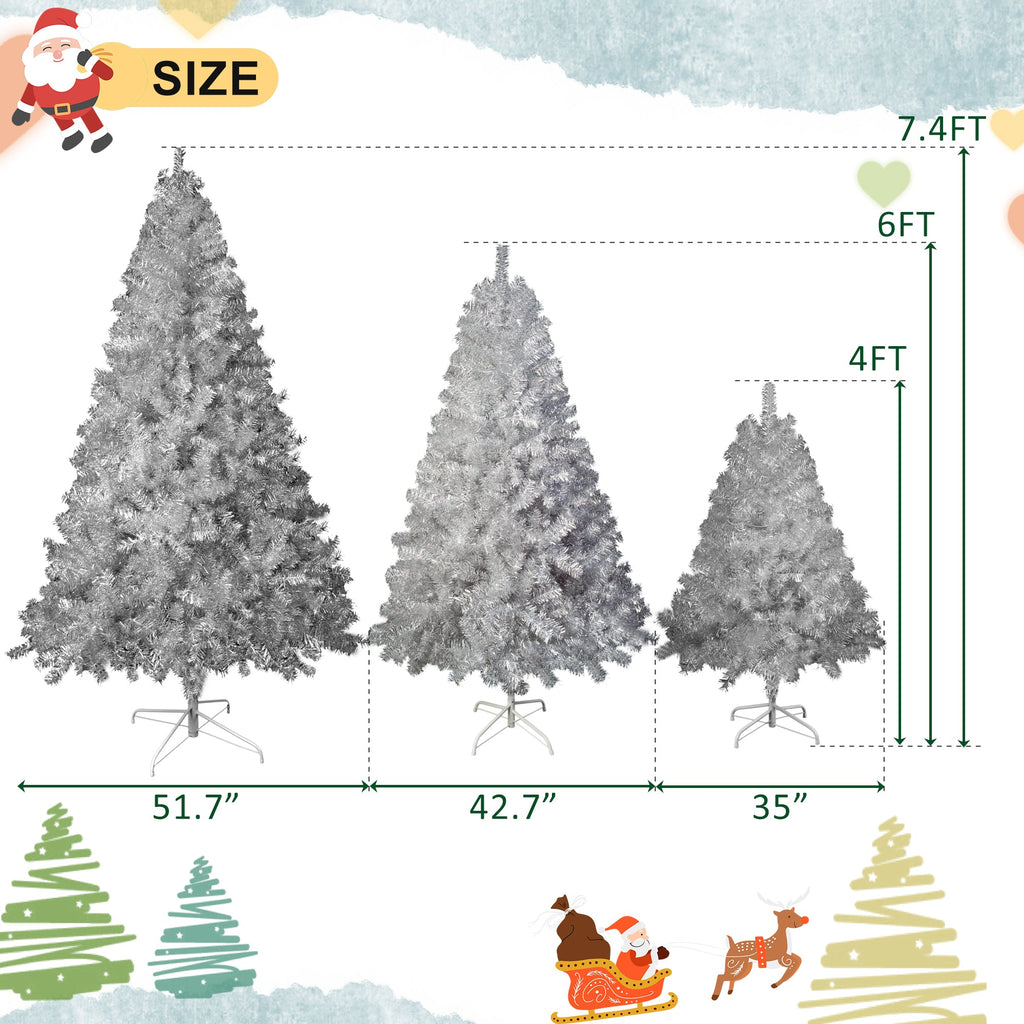 7.4FT Sliver Pre – Lit Artificial Christmas Tree