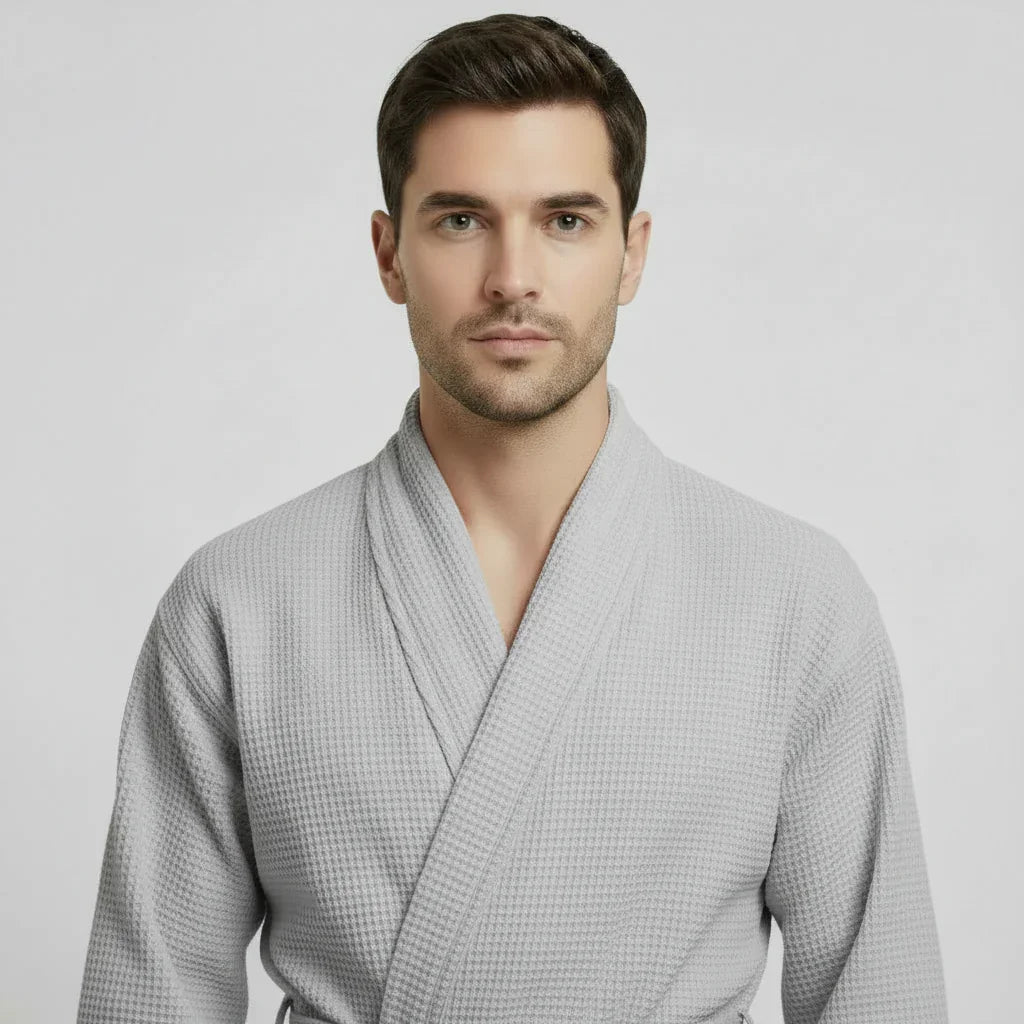 Waffle Spa Bathrobe for Men – Absorbent, Lightweight