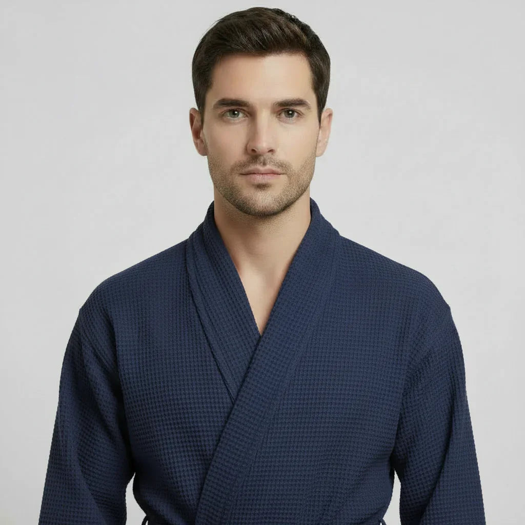 Waffle Spa Bathrobe for Men – Absorbent, Lightweight