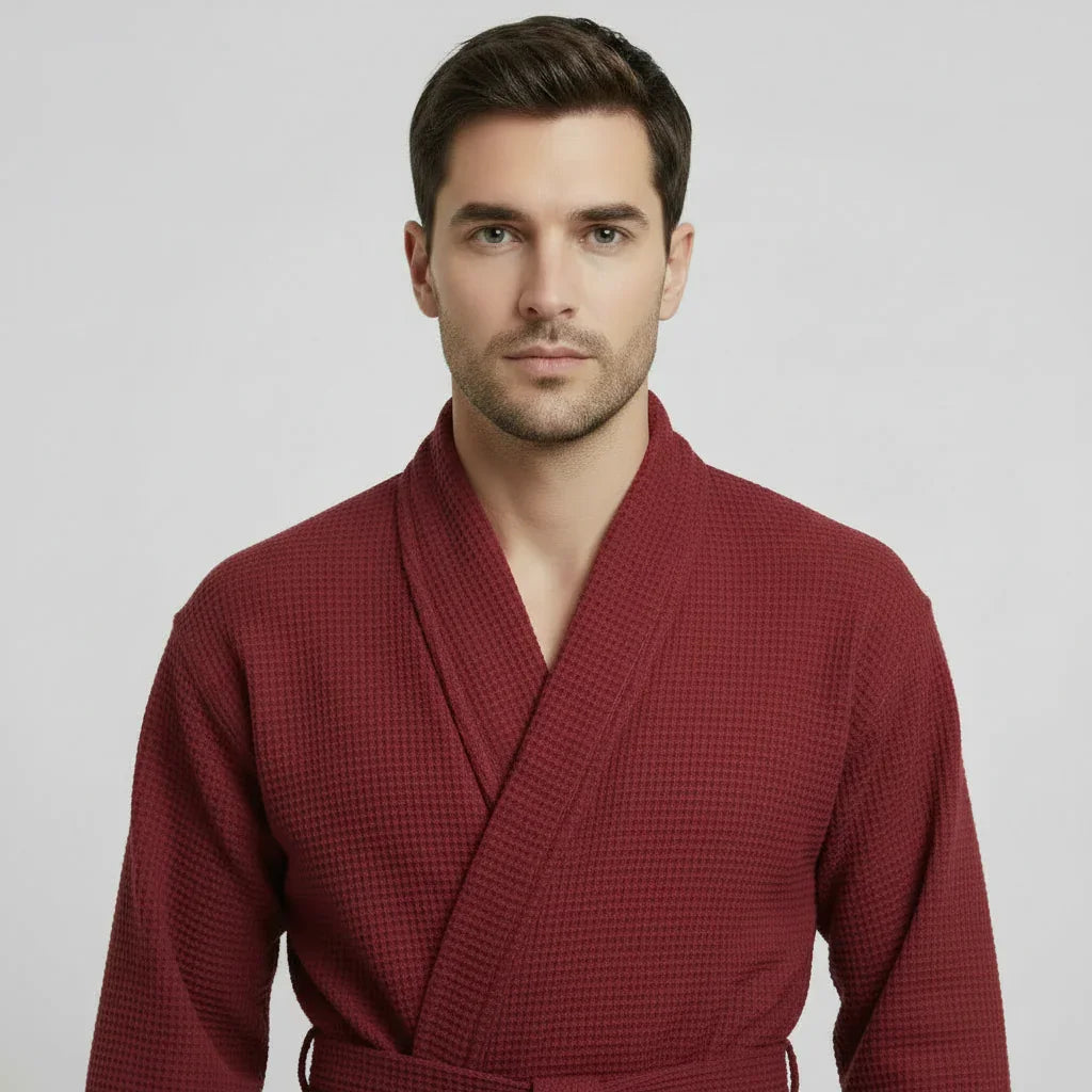 Waffle Spa Bathrobe for Men – Absorbent, Lightweight