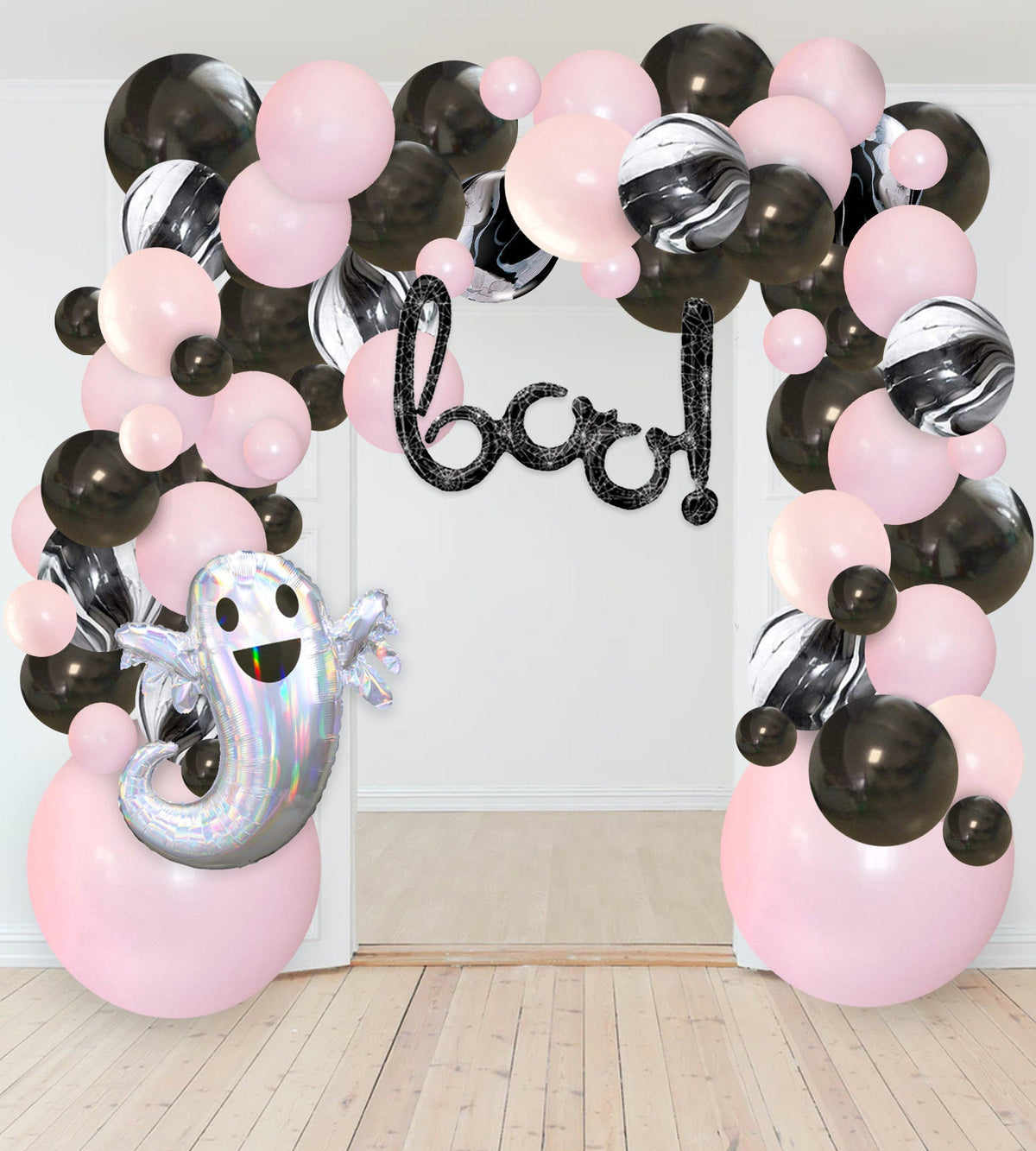 Pink & Black Halloween Balloon Garland Kit