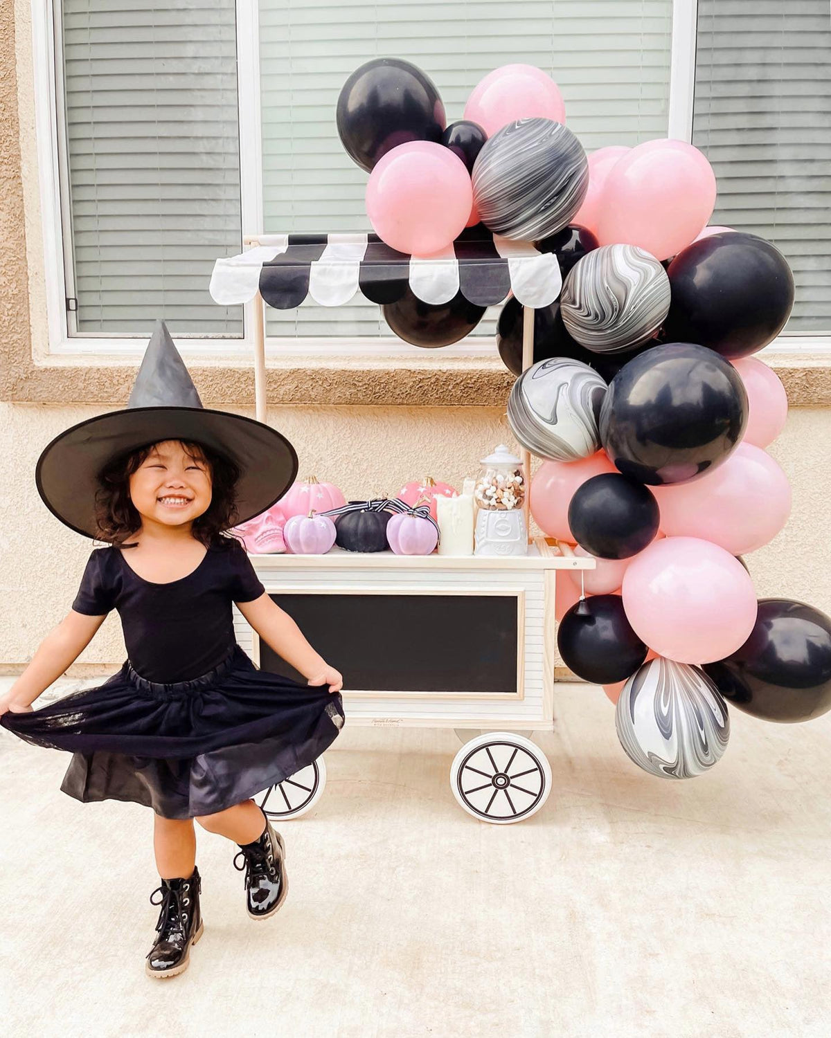 Pink & Black Halloween Balloon Garland Kit