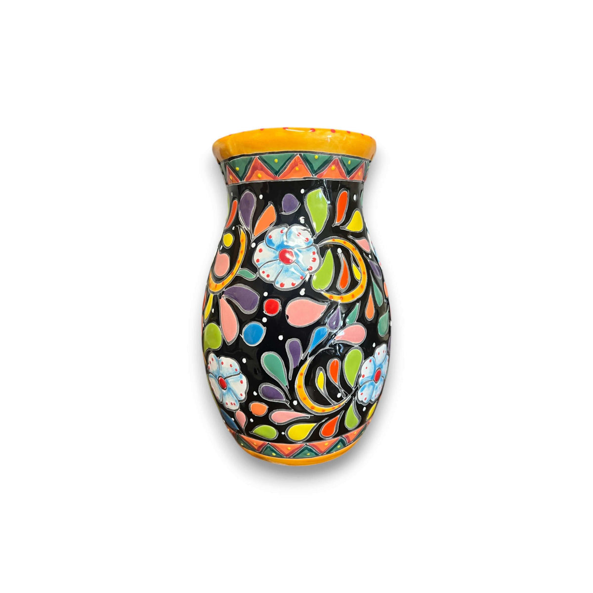 Talavera Vase | Hand – Painted Mexican Ceramic Flower Pot