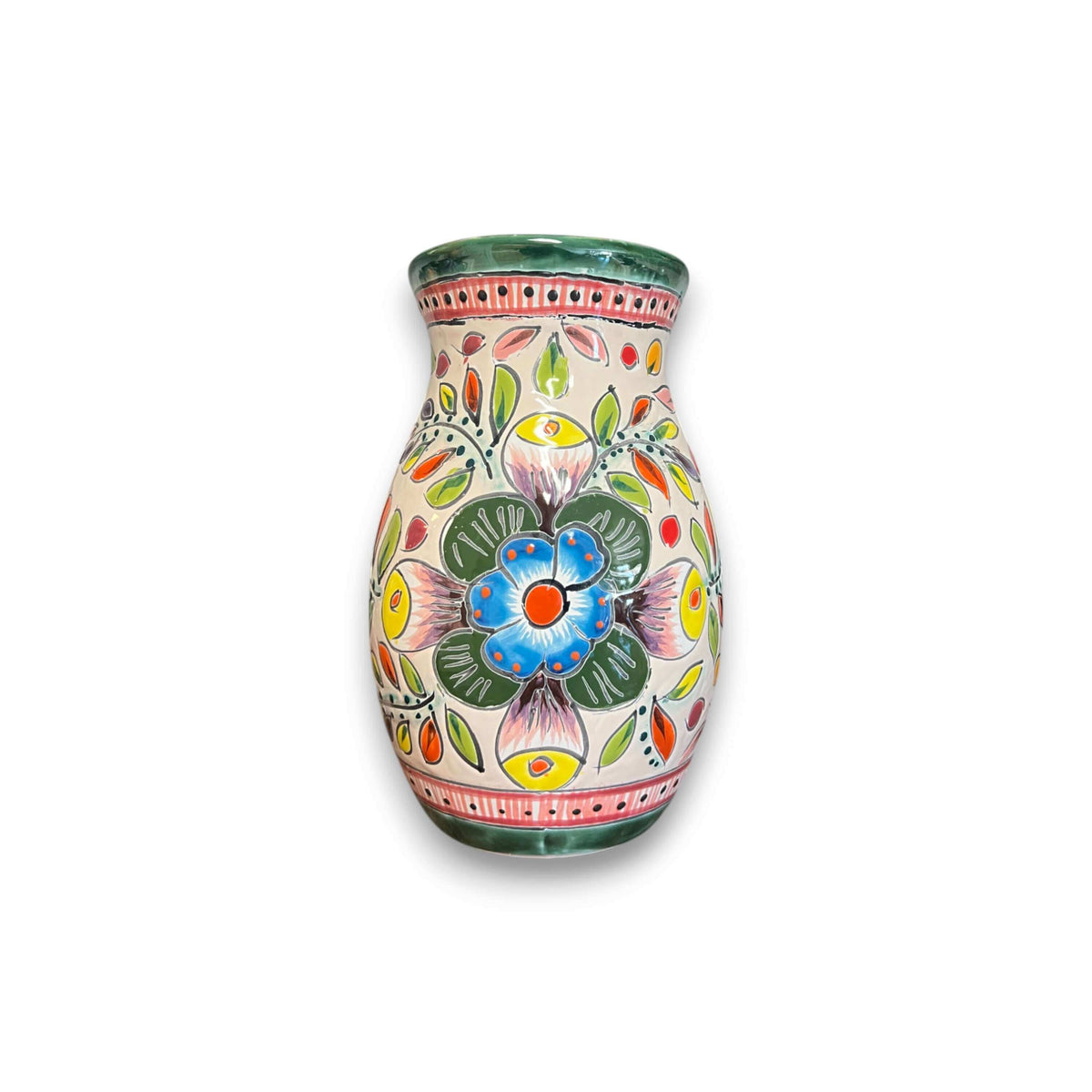 Talavera Vase | Hand – Painted Mexican Ceramic Flower Pot