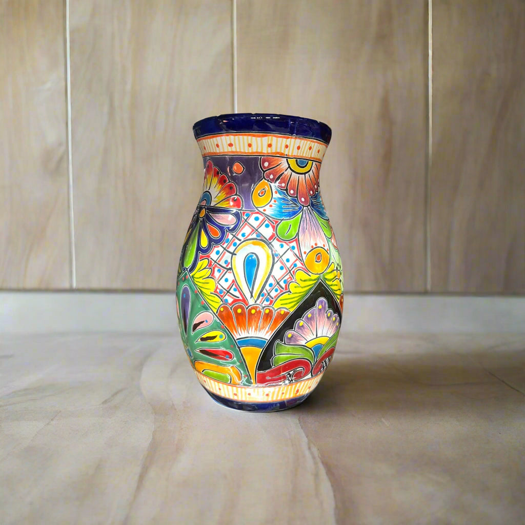 Talavera Vase | Hand – Painted Mexican Ceramic Flower Pot