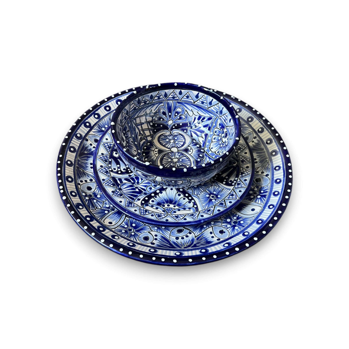 5 – Piece Talavera Dinnerware Set | Blue & White Tableware for 1