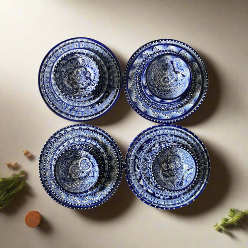 5 – Piece Talavera Dinnerware Set | Blue & White Tableware for 1