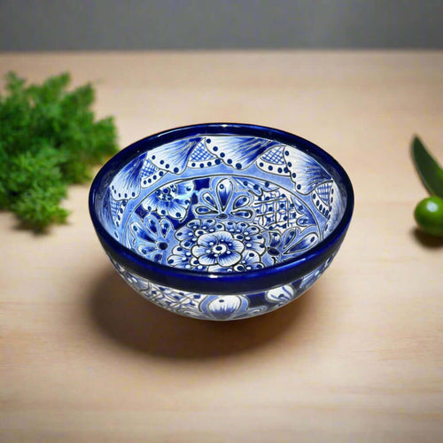 5" Talavera Blue & White Bowl | Handmade Mexican Dinnerware